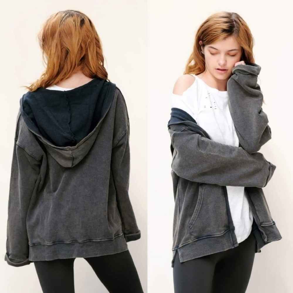 STILLS Cardigan Hoodie Open Front Navy Mineral Wash Cotton Sizes Sm Md & Lg NWT
